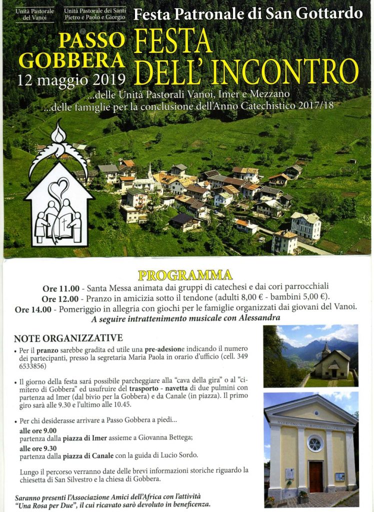 Festa Dell' Incontro 12 Maggio 2019 Passo Gobbera, Patrono San Gottardo
